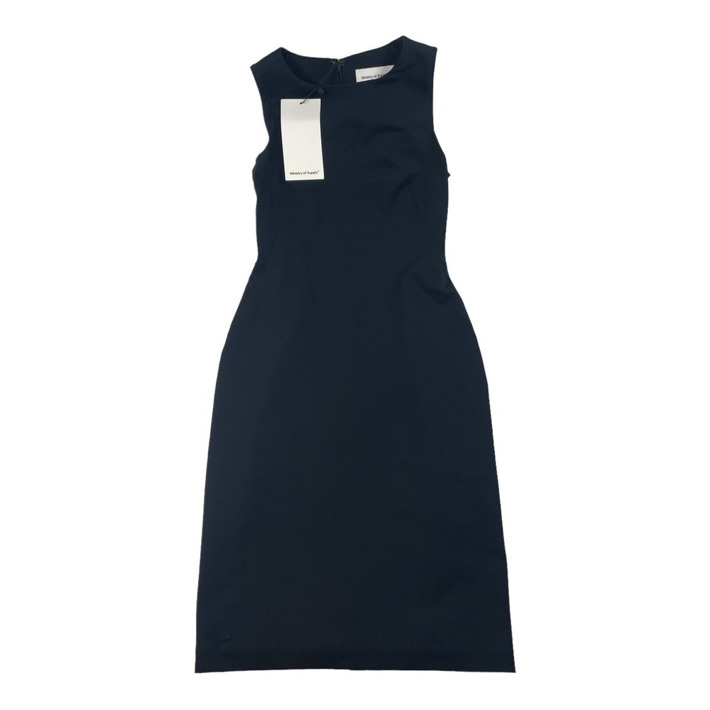 Ministry Of Supply Kinetic Sheath Dress Navy Blue Sleeveless WP100UN3N4 Womens 0
